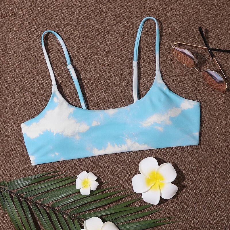 

Tie Dye Bikini Top, Baby blue