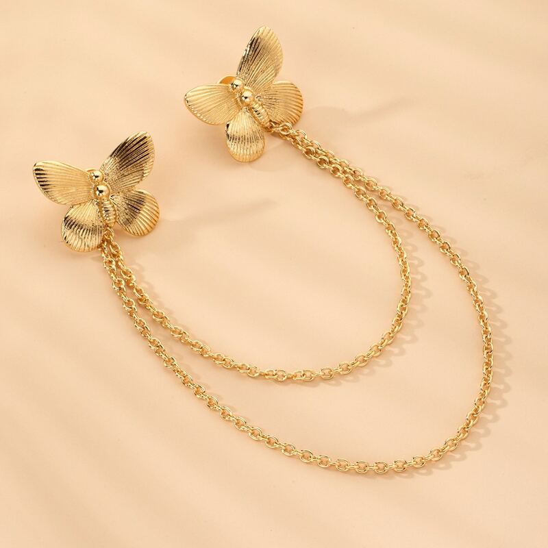 

Butterfly Decor Chain Brooch, Gold