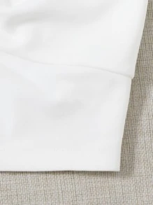 Soleia Top de tirantes corto ribete en abanico con fruncido delantero - Blanco - Ver 3