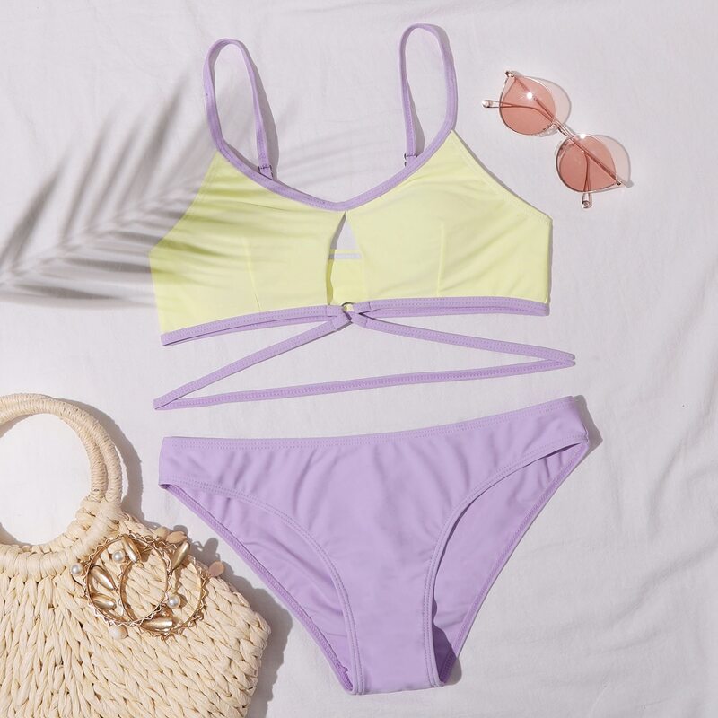 

Two Tone Bikini Swimsuit, Multicolor