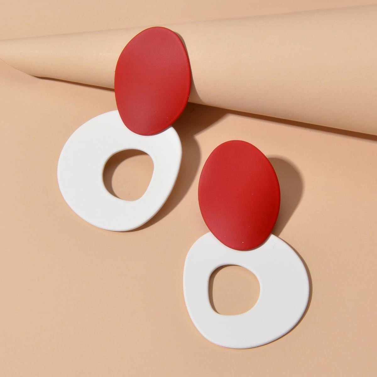 

Two Tone Drop Earrings, Red