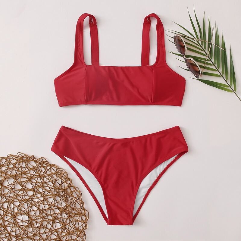 

Solid Bikini Swimsuit, Rose red