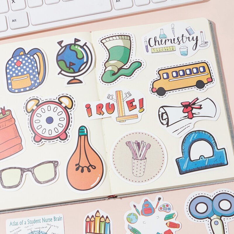 

50pcs Stationery Sticker, Multicolor