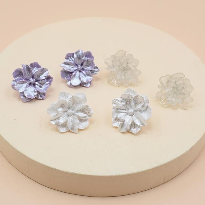 

3pairs Floral Stud Earrings, Multicolor