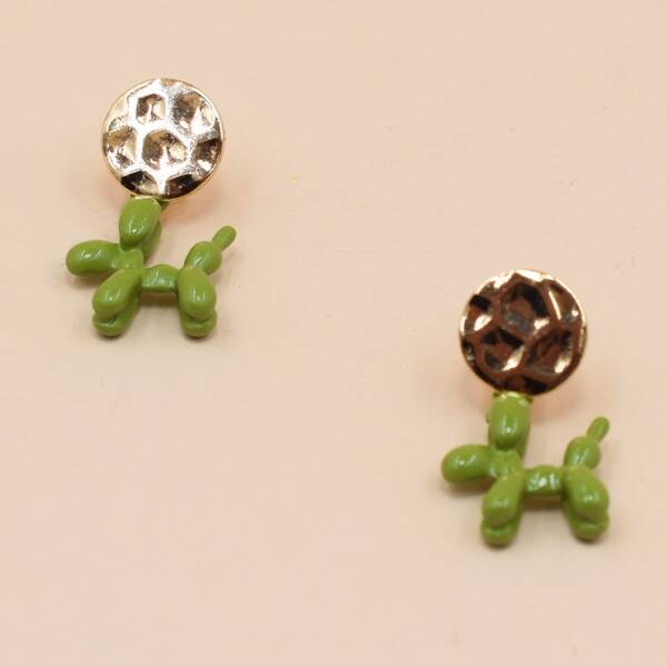 

Dog Charm Drop Earrings, Green