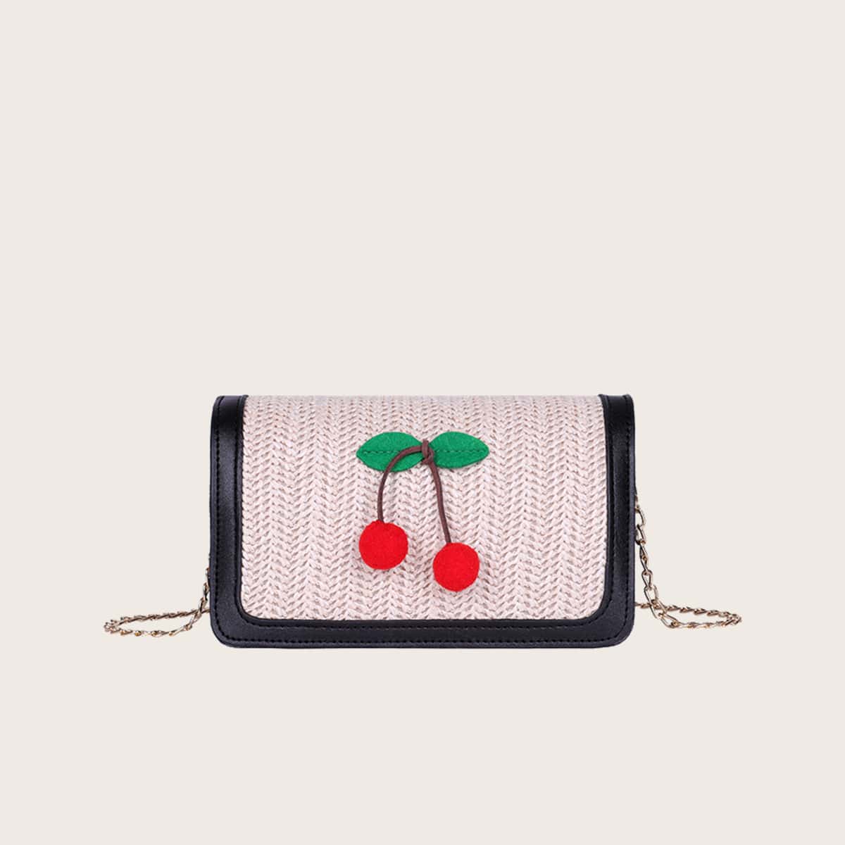 

Cherry Straw Flap Bag, Multicolor