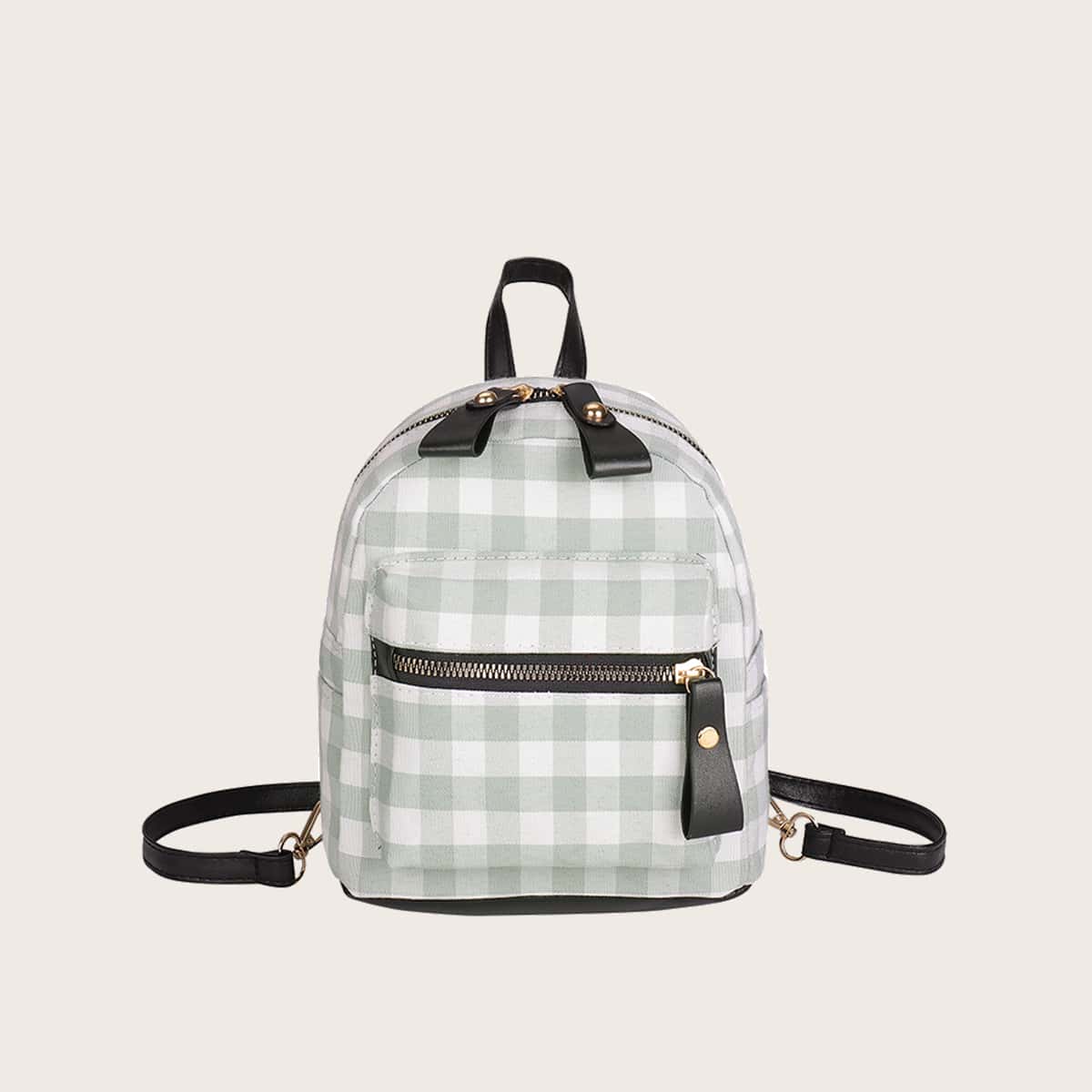 

Plaid Pocket Backpack, Multicolor