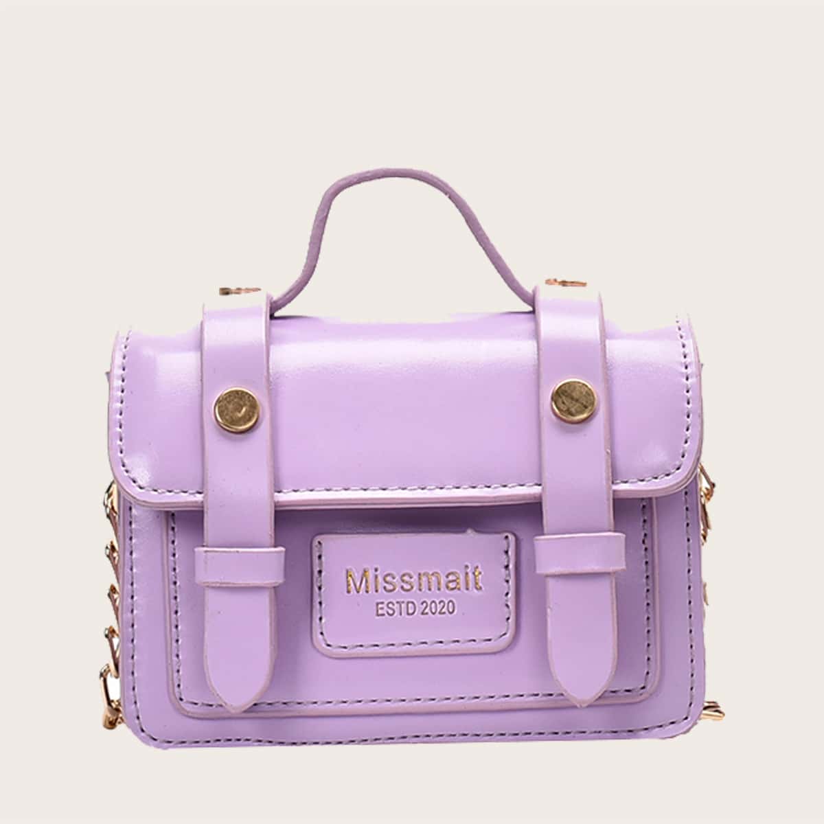 

Double Buckle Flap Satchel Bag, Purple