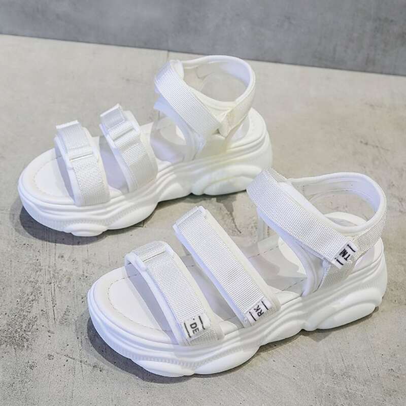 

Velcro Strap Midform Sandals, White