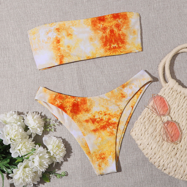 

Tie Dye Bandeau Bikini Swimsuit, Orange