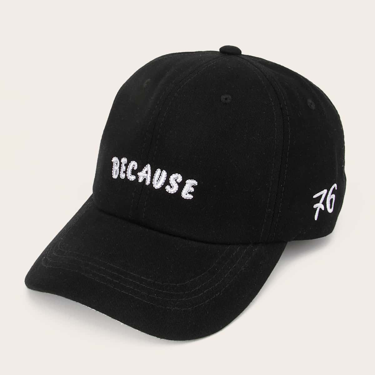 

Letter Embroidered Baseball Cap, Black