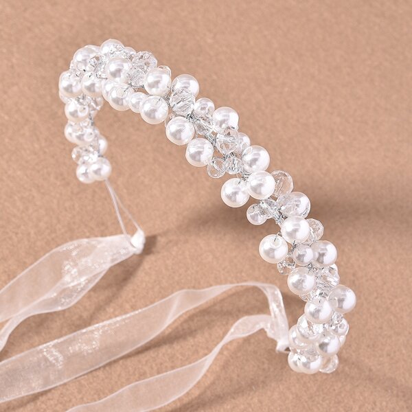 

Faux Pearl Crystal Hair Accessory, White