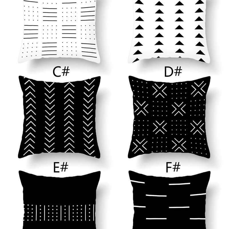 

1pc Geometric Pattern Cushion Cover Without Filler, Black and white