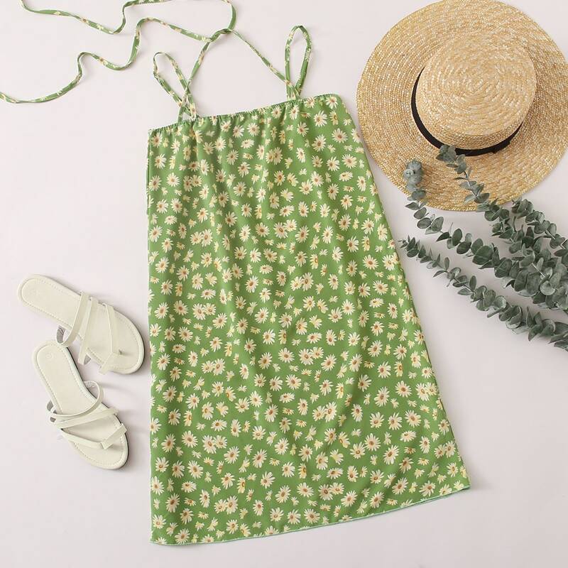 

Tie Back Ditsy Floral Sundress, Green