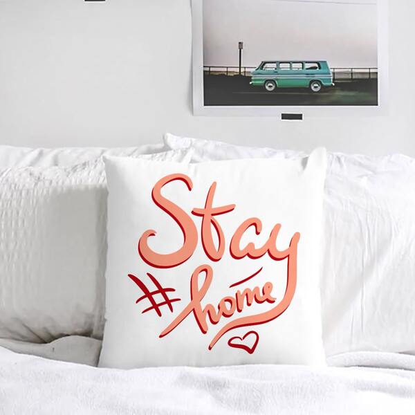 

Slogan Graphic Cushion Cover Without Filler, Pink