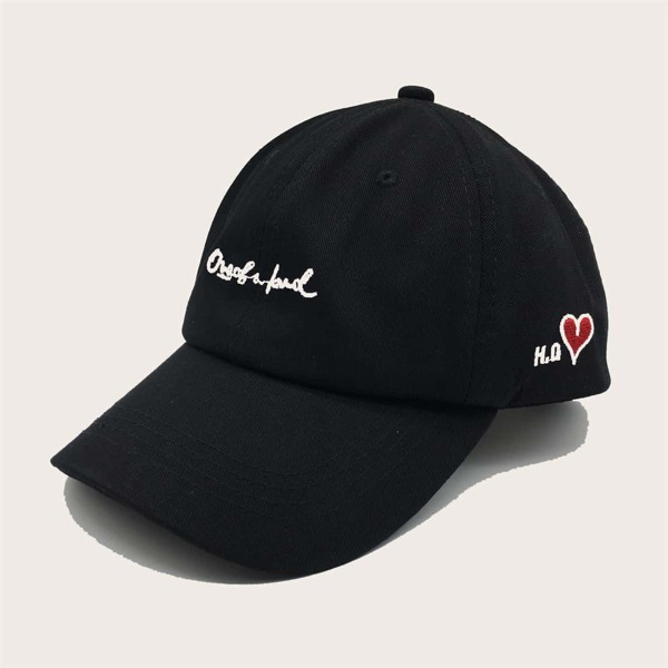 

Men Letter Embroidered Baseball Cap, Black