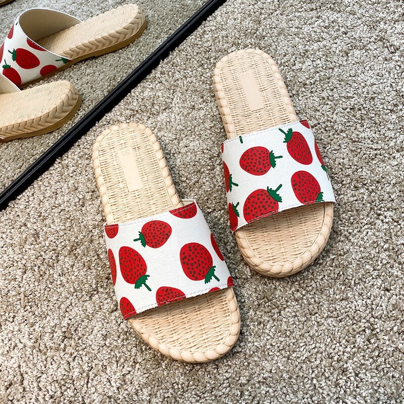 

Strawberry Open Toe Sliders, Multicolor