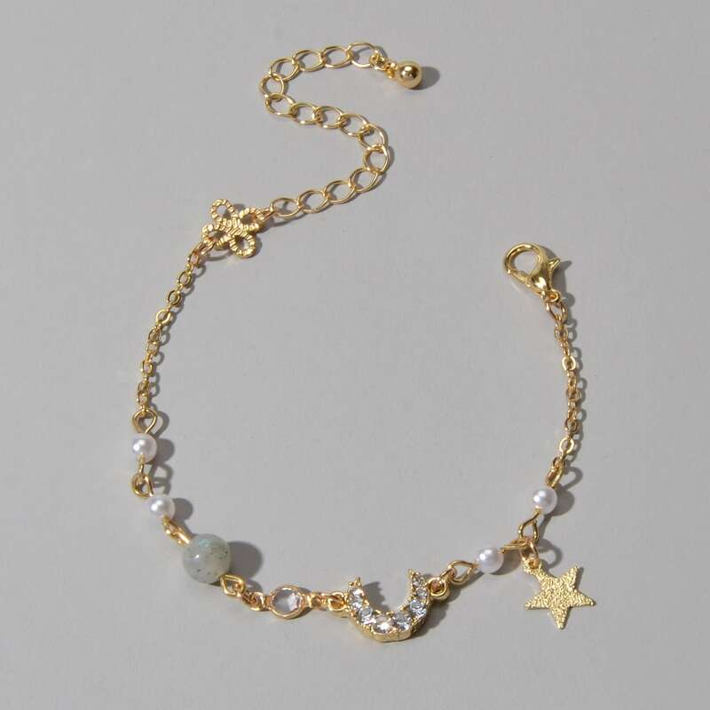 

Faux Pearl Decor Bracelet, Gold