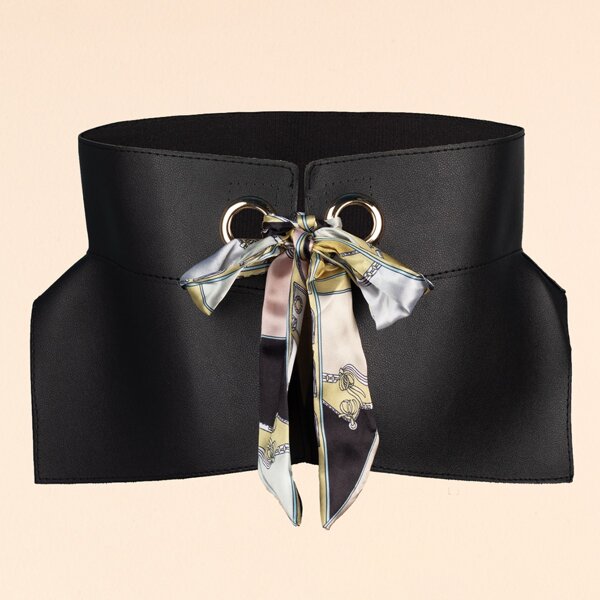 

Scarf Decor Wide Belt, Black