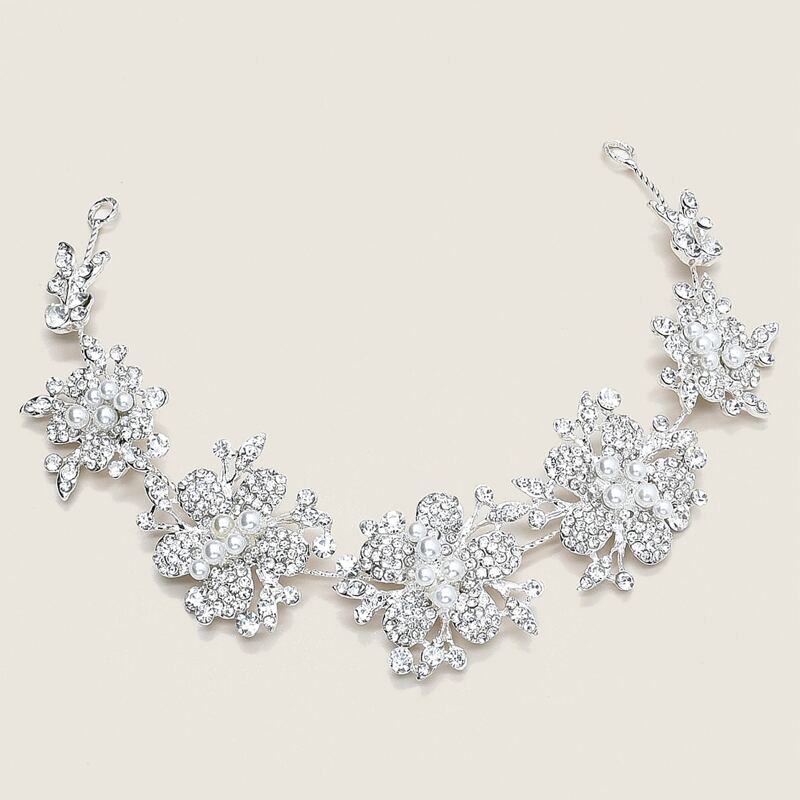 

Rhinestone Engraved Hair Hoop, Silver