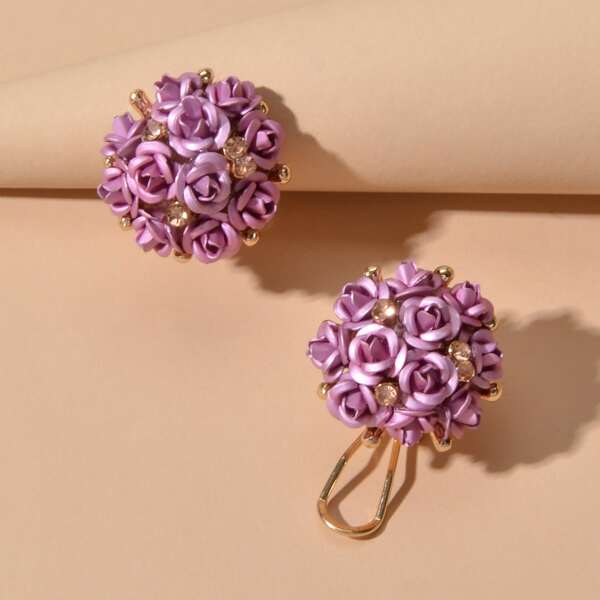 

Flower Shaped Stud Earrings, Purple