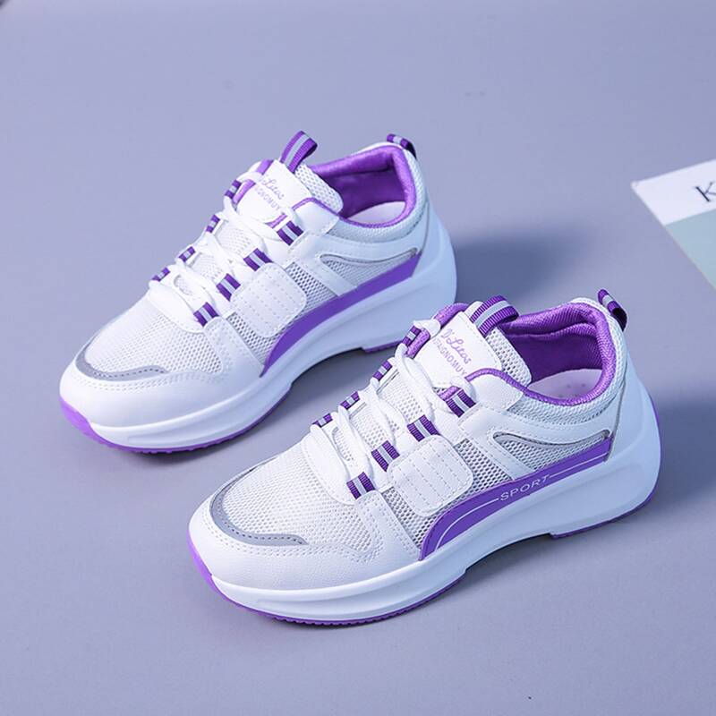 

Mesh Panel Lace-up Sneakers, White