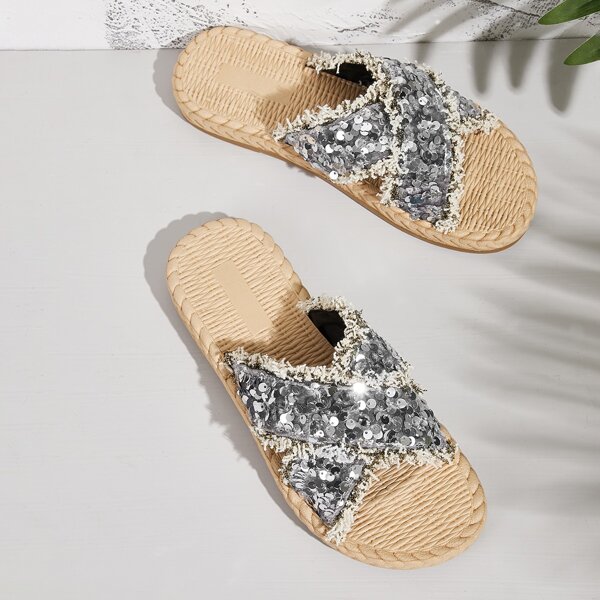 

Тапочки с блестками, Серебряные