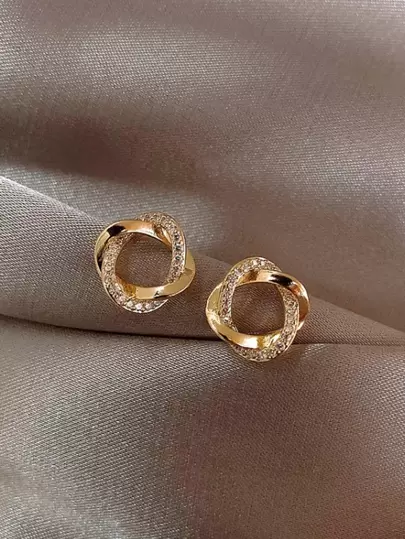 Rhinestone Decor Stud Earrings