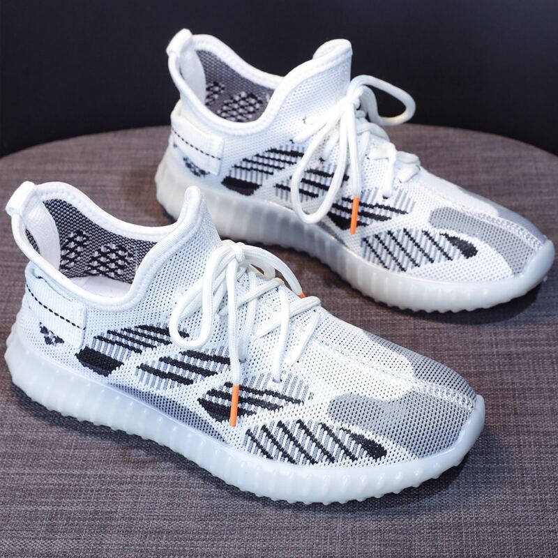 

Lace-up Front Knit Sneakers, Black and white