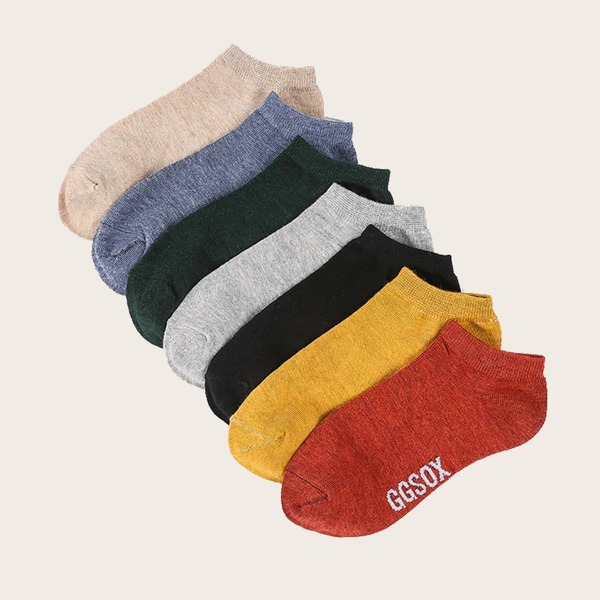 

7pairs Letter Graphic Socks, Multicolor