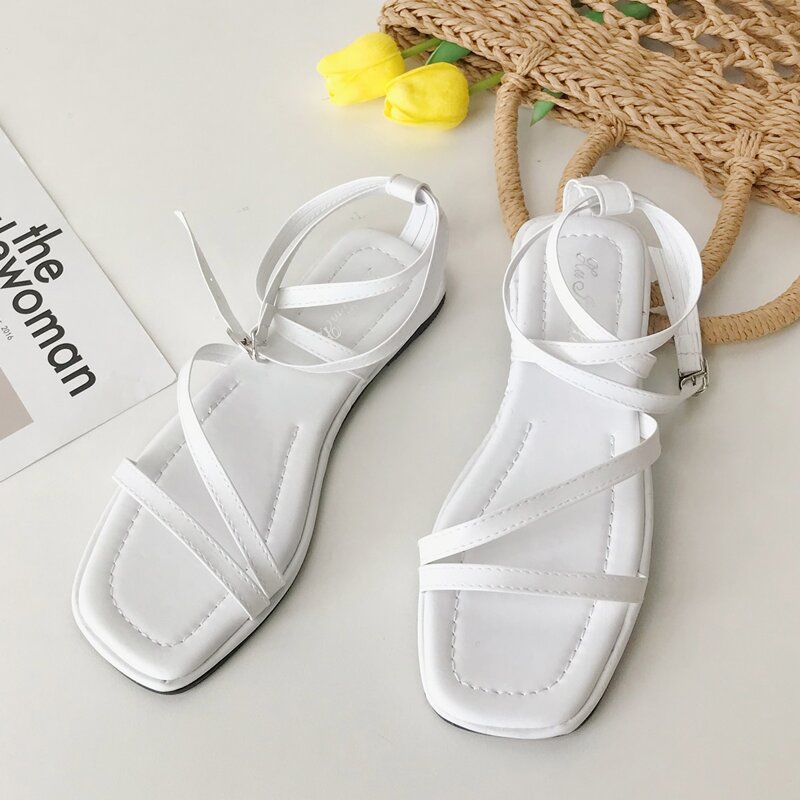 

Strappy Flat Sandals, White