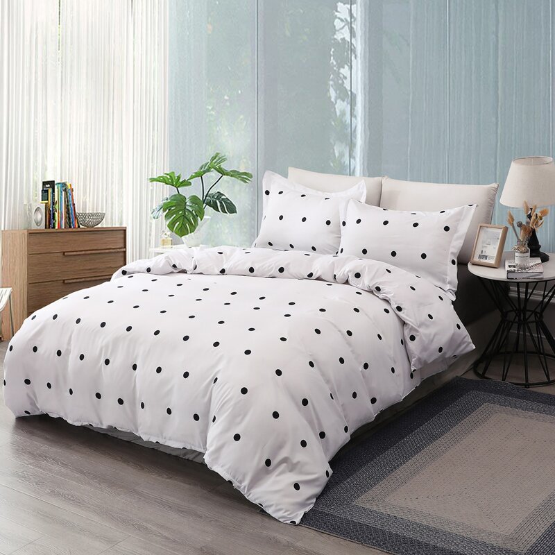 

Polka Dot Print Bedding Set Without Filler, White
