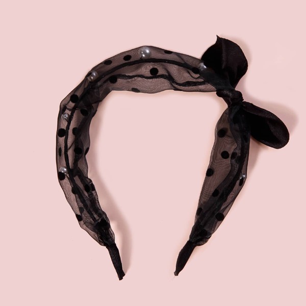 

Faux Pearl Bow Decor Hair Hoop, Black