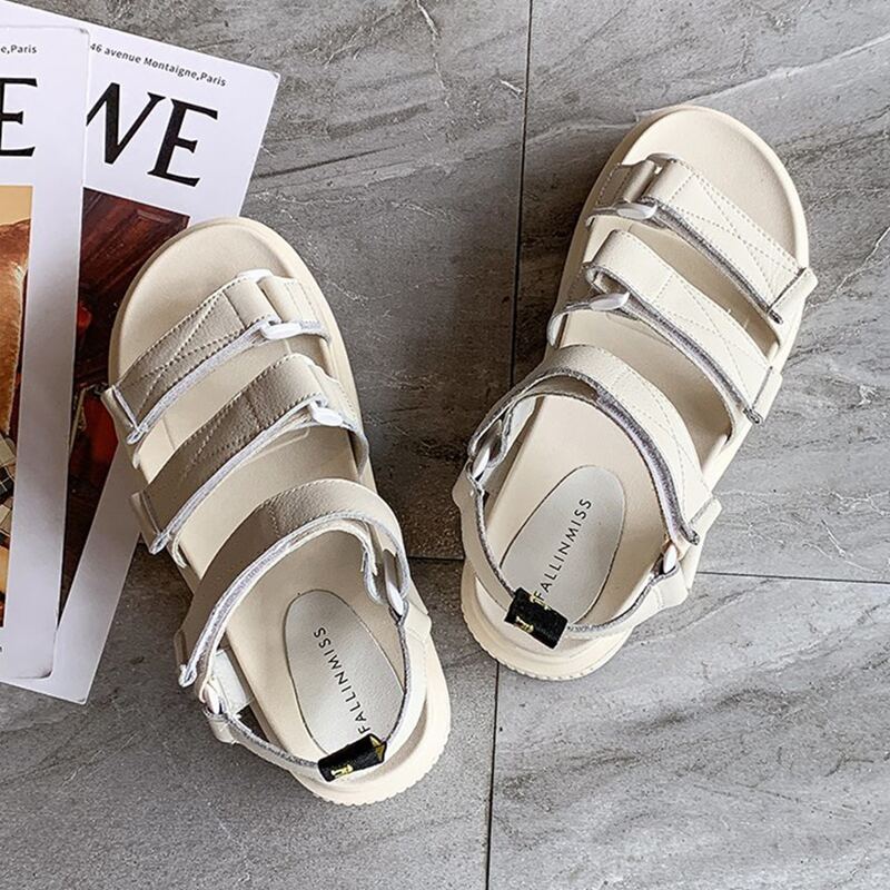 

Velcro Strap Midform Sandals, Beige