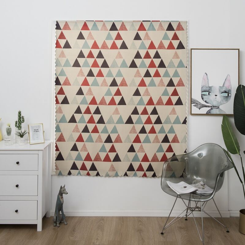 

1pc Triangle Print Curtain, Multicolor