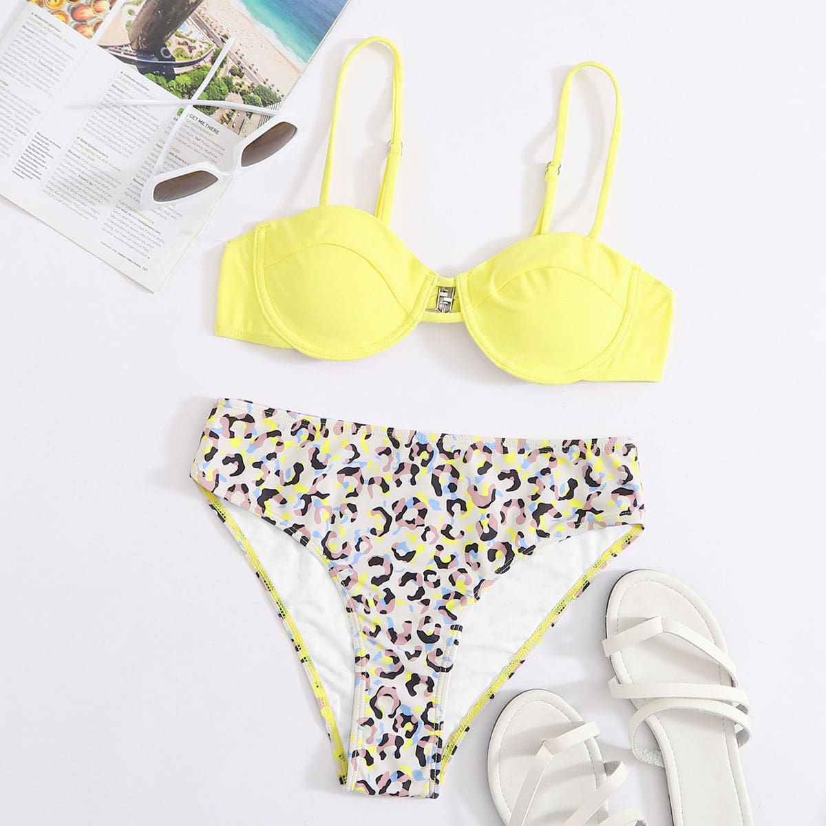 

Leopard Underwire Bikini Swimsuit, Multicolor