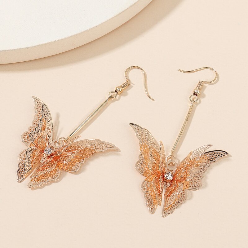 

Butterfly Charm Drop Earrings, Gold
