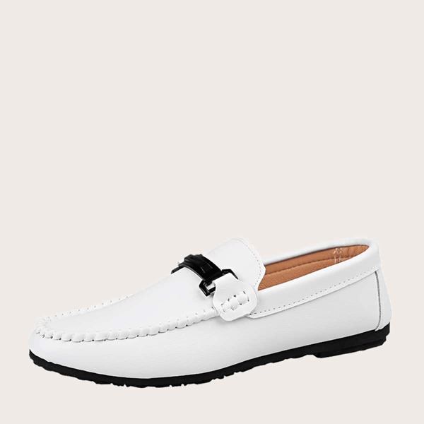 

Men Horsebit Decor Slip On Loafers, White