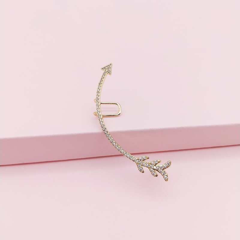 

Rhinestone Engraved Ear Climber, Gold