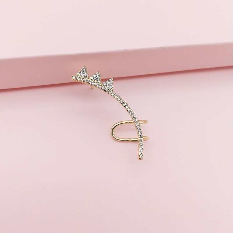 

Rhinestone Engraved Ear Climber, Gold