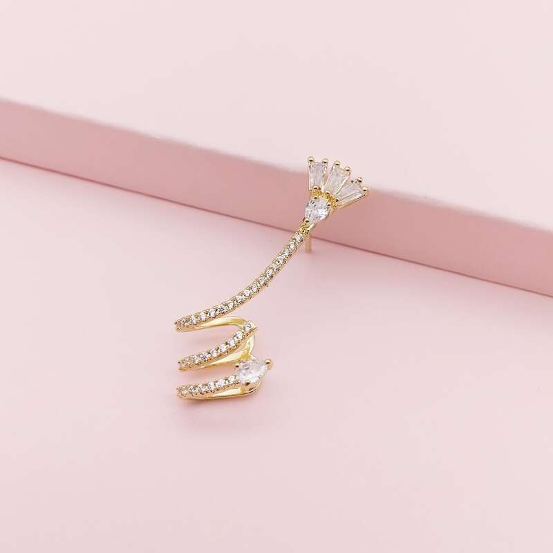 

Rhinestone Decor Ear Climber, Gold