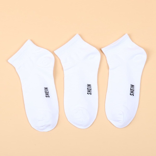 

3pairs Letter Graphic Socks, White