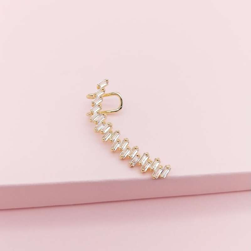 

Gemstone Engraved Ear Climber, Gold