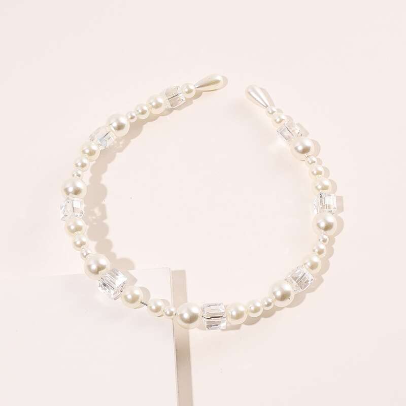 

Faux Pearl Beaded Hair Hoop, White