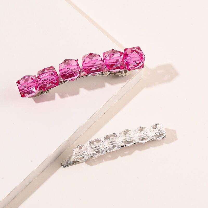 

2pcs Acrylic Hair Clip, Hot pink