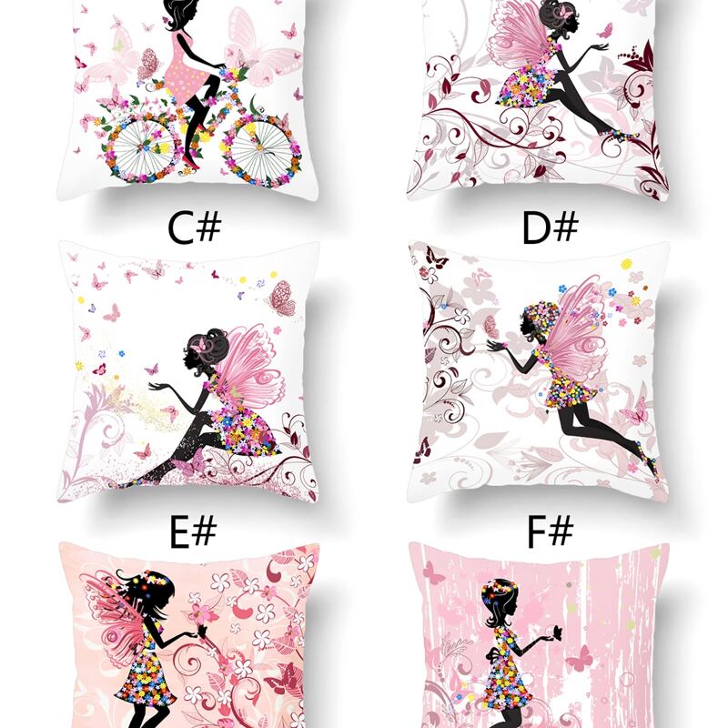 

1pc Girl Print Cushion Cover Without Filler, Multicolor