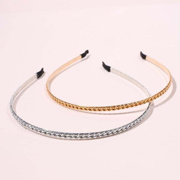 

2pcs Metal Hair Hoop, Multicolor