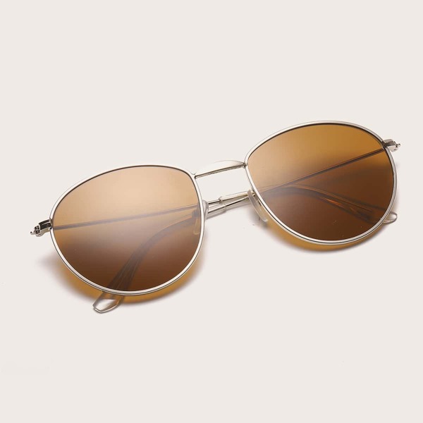 

Men Oval Frame Sunglasses, Brown