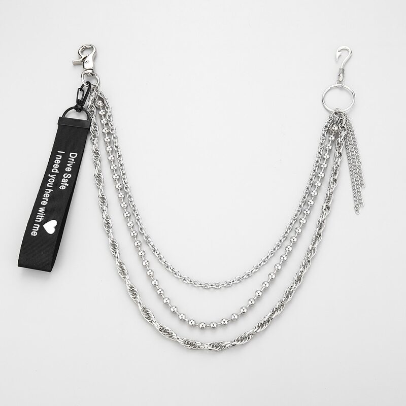 

Guys Layered Tassel Detail Waist Chain, Silver