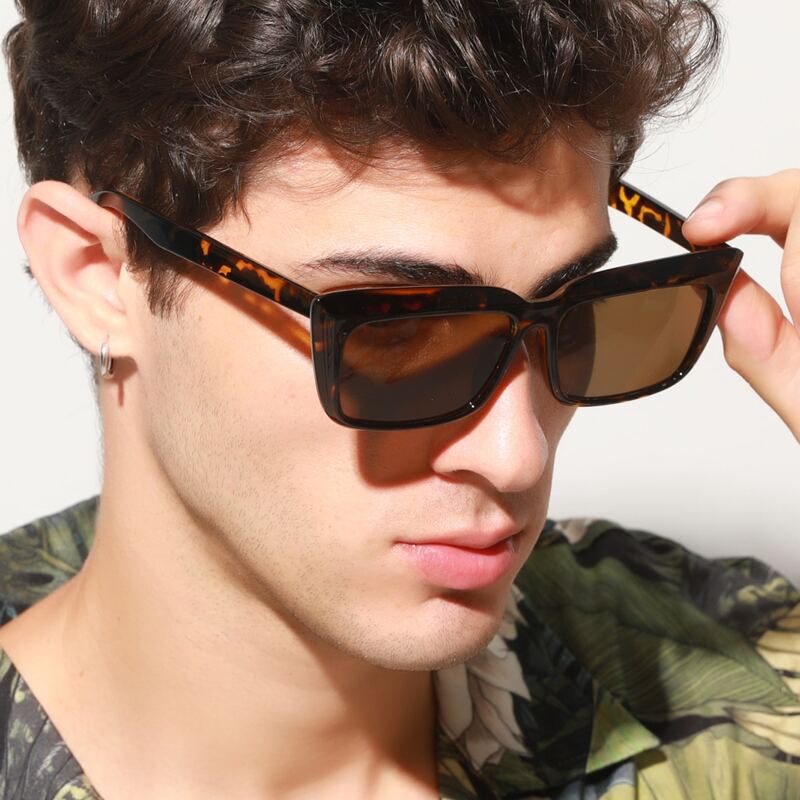 

Guys Square Frame Sunglasses, Brown